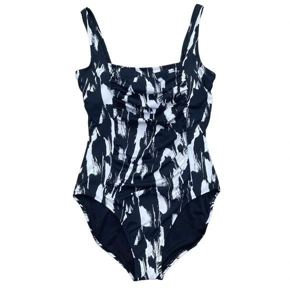 Garnet Hill Black & White One-Piece Swimsuit - Size 14 NWOT - Picture 3 of 9